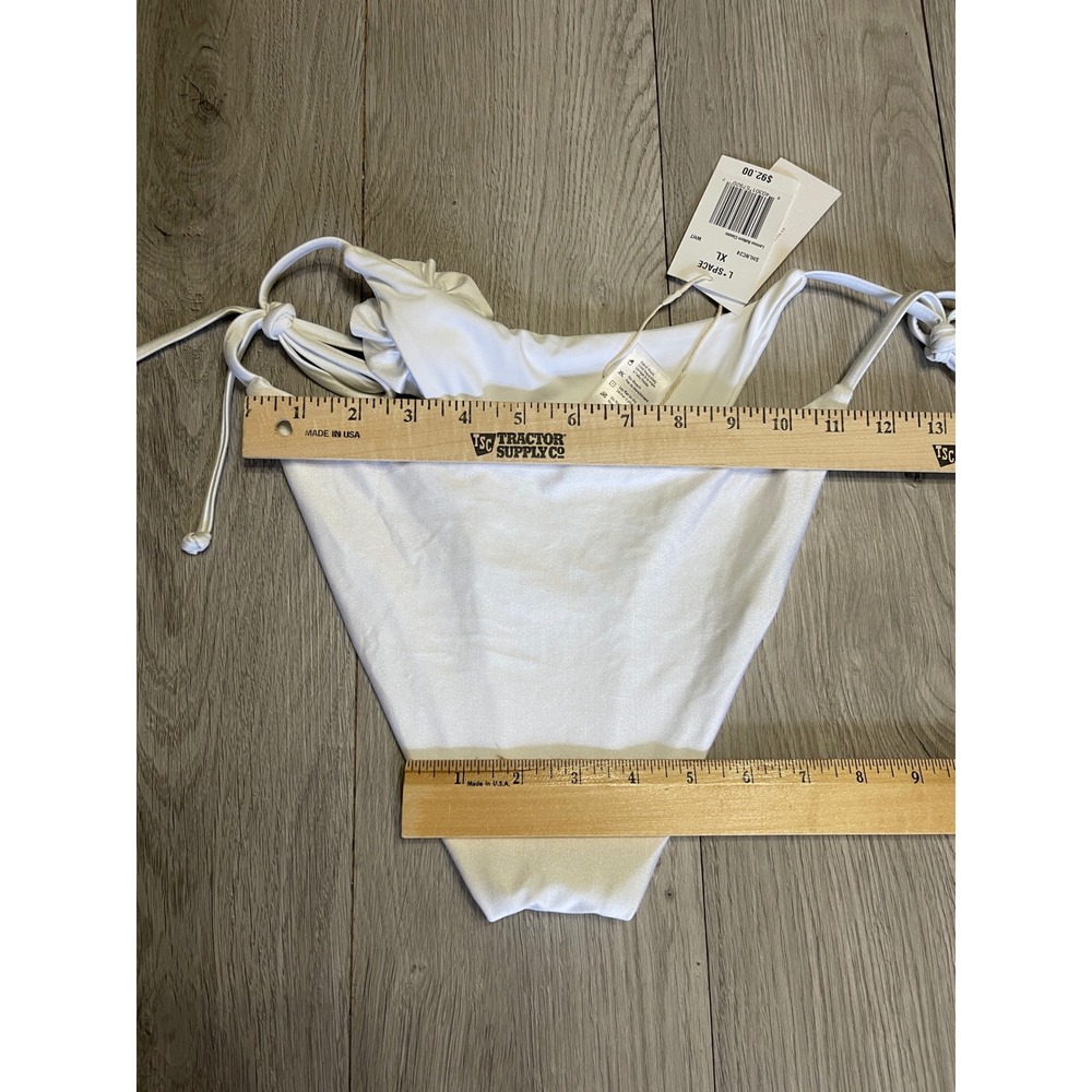 L Space Lennox Classic Bikini Bottom White  Satin Floral Rosette Tie Side XL - Picture 6 of 11